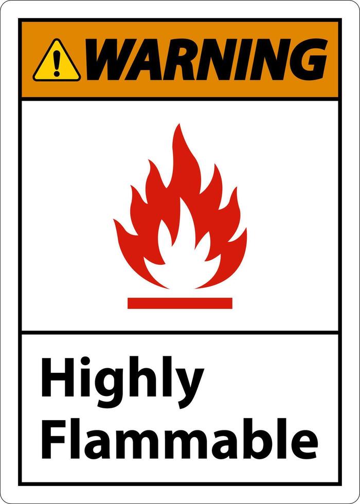 Warning Highly Flammable Sign On White Background vector