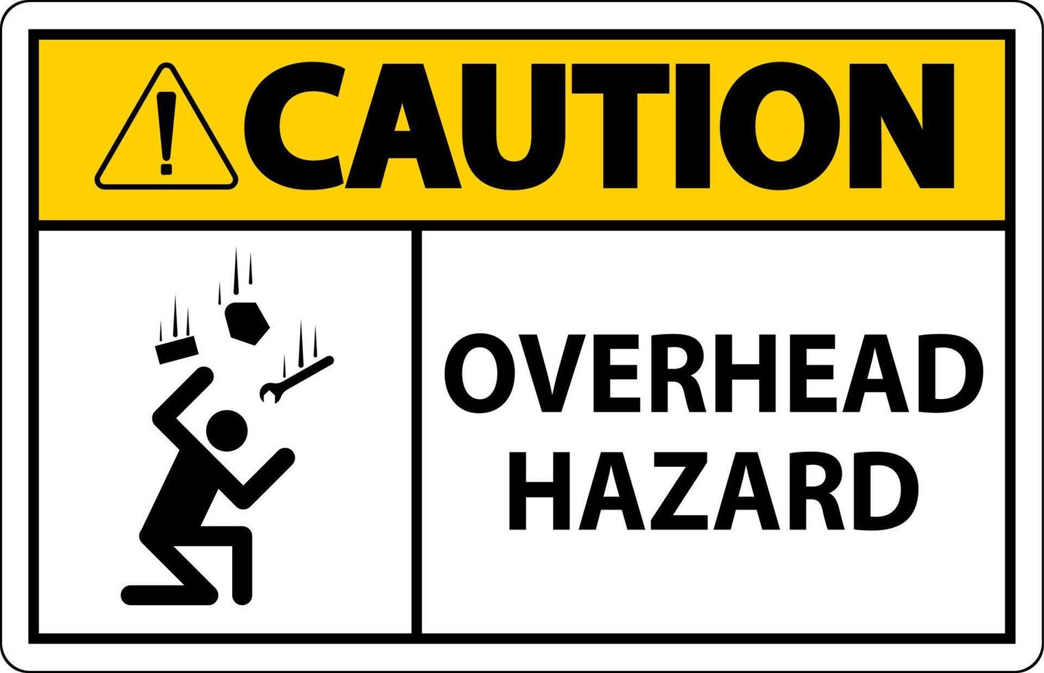 Caution Overhead Hazard Sign On White Background vector