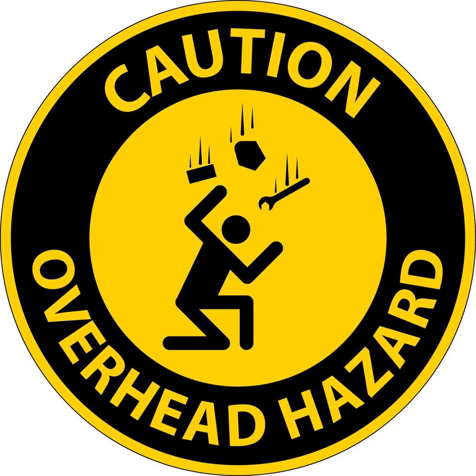 Caution Overhead Hazard Sign On White Background vector