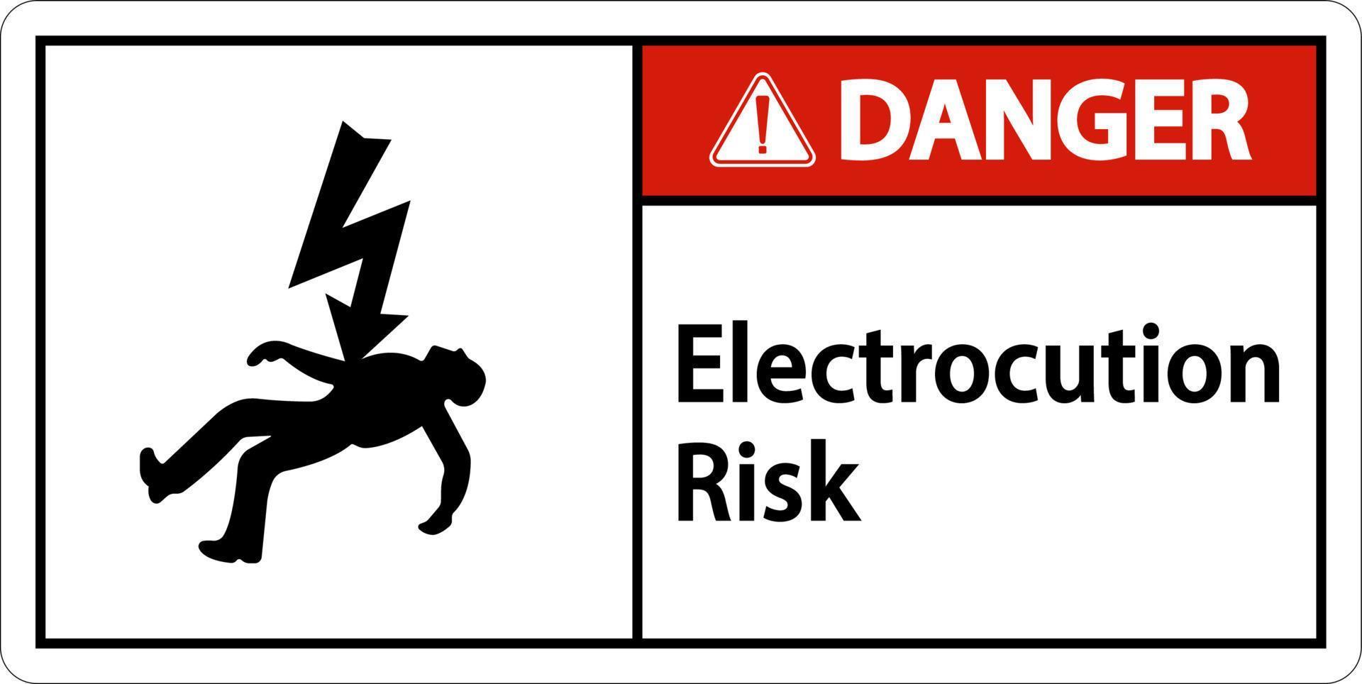 signo de riesgo de electrocución de peligro sobre fondo blanco vector