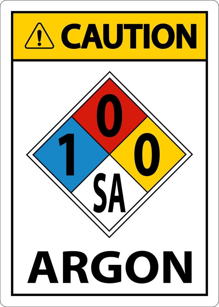 NFPA Caution Argon 1-0-0-SA Sign On White Background vector