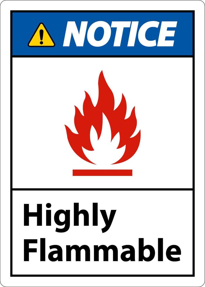 Notice Highly Flammable Sign On White Background vector