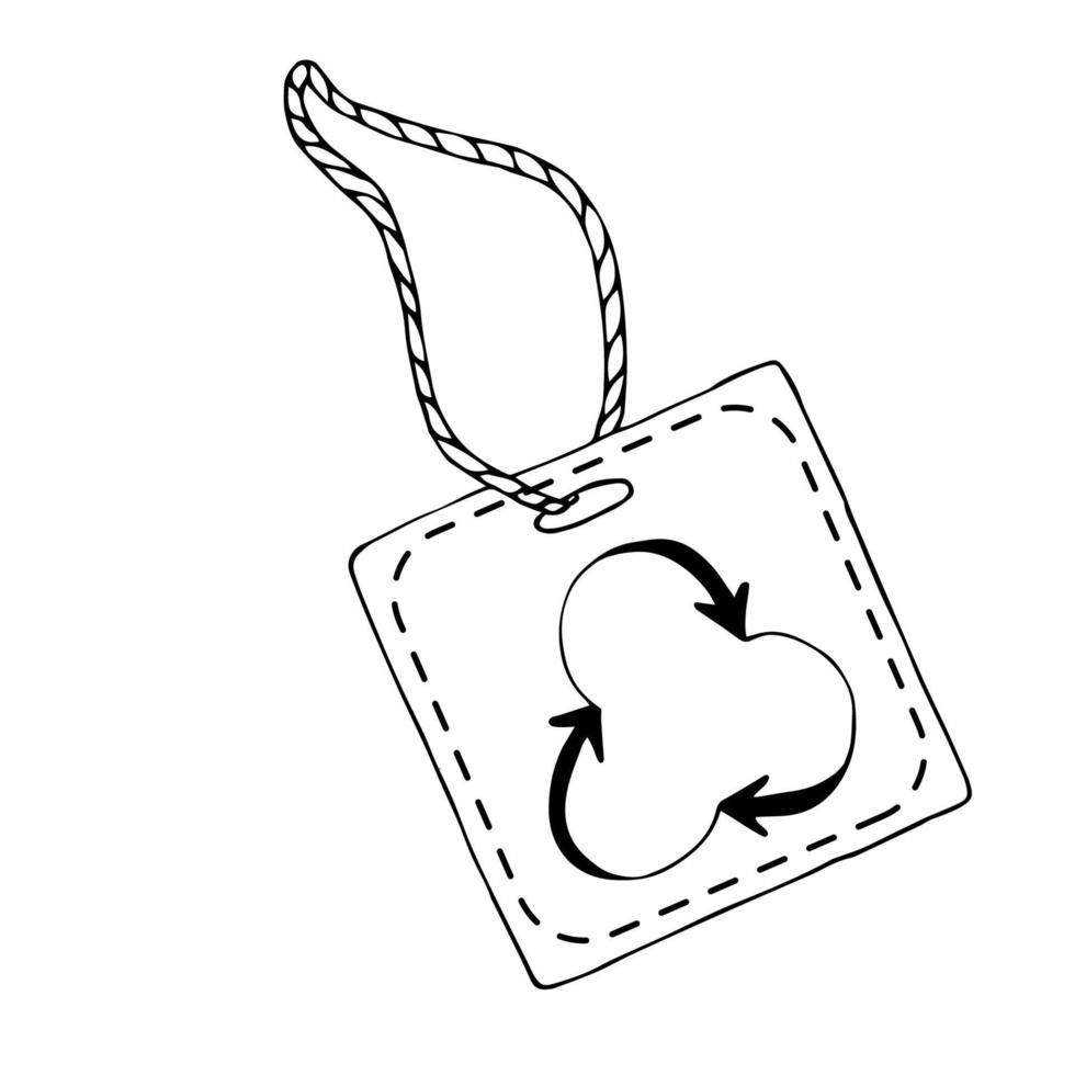 etiqueta de línea con icono de símbolo de reciclaje aislado sobre fondo blanco. pancarta, etiqueta, etiqueta, logotipo, pegatina. vector