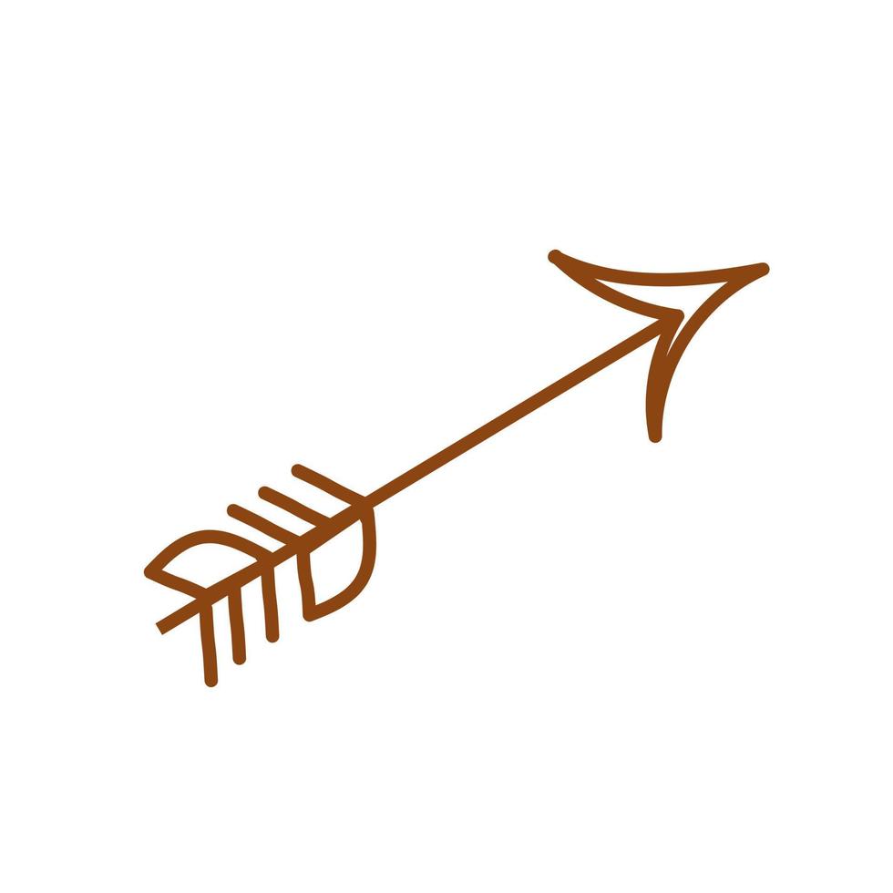 A boho-style arrow  is hand-drawn. Indian style. A great design for any purpose. Simple vector illustration.