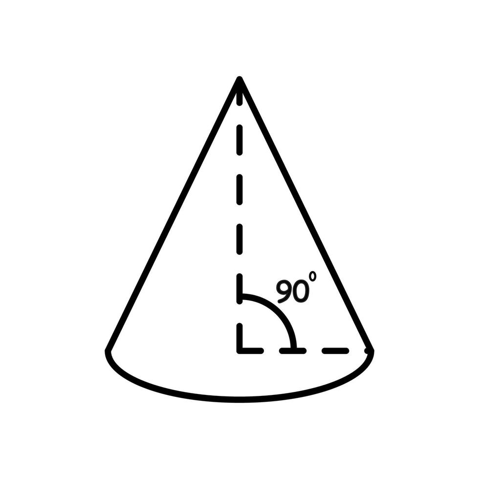 Geometry cone with indoor triangle on the white background.  Shape vector illustration.