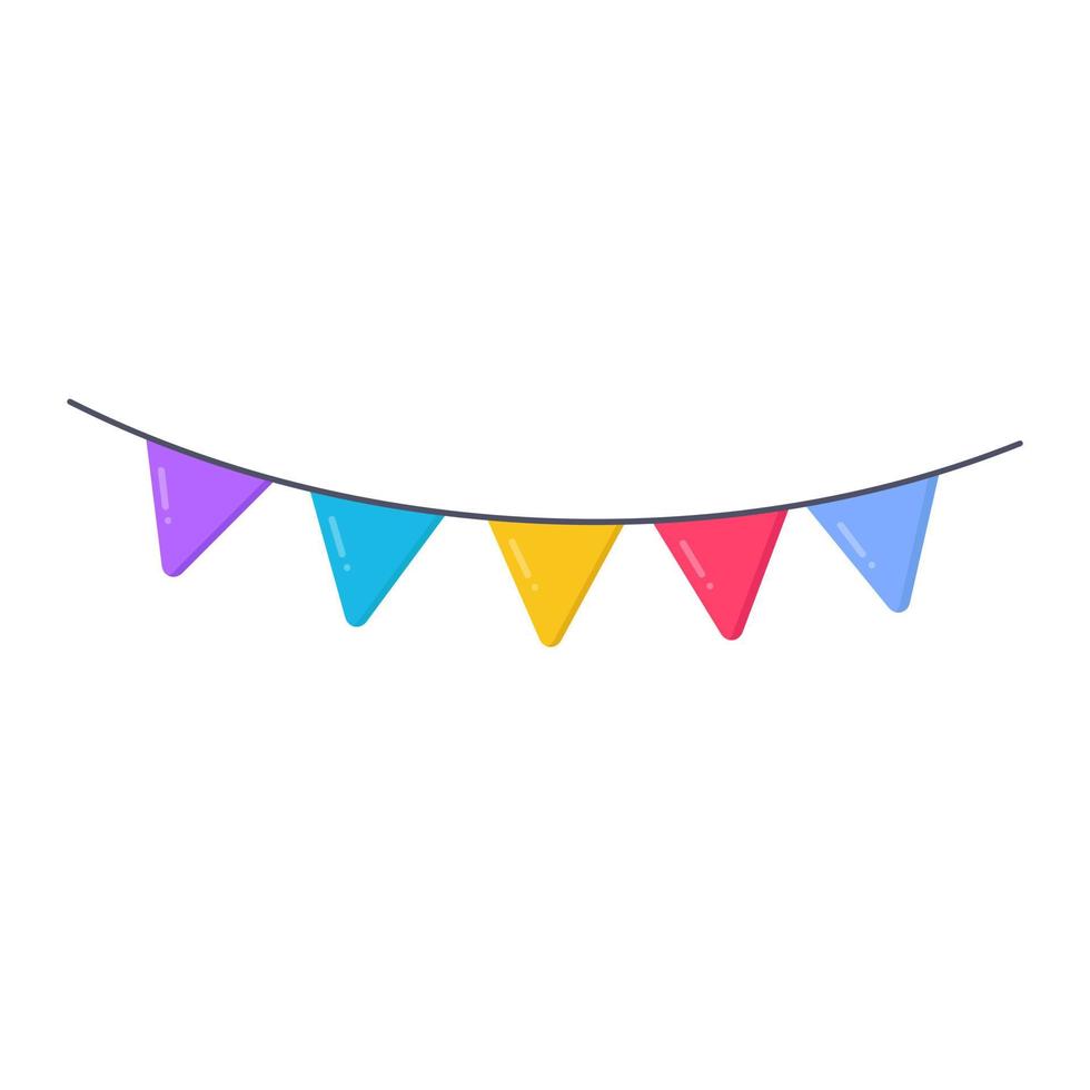 Color party flags isolated on white background. vector