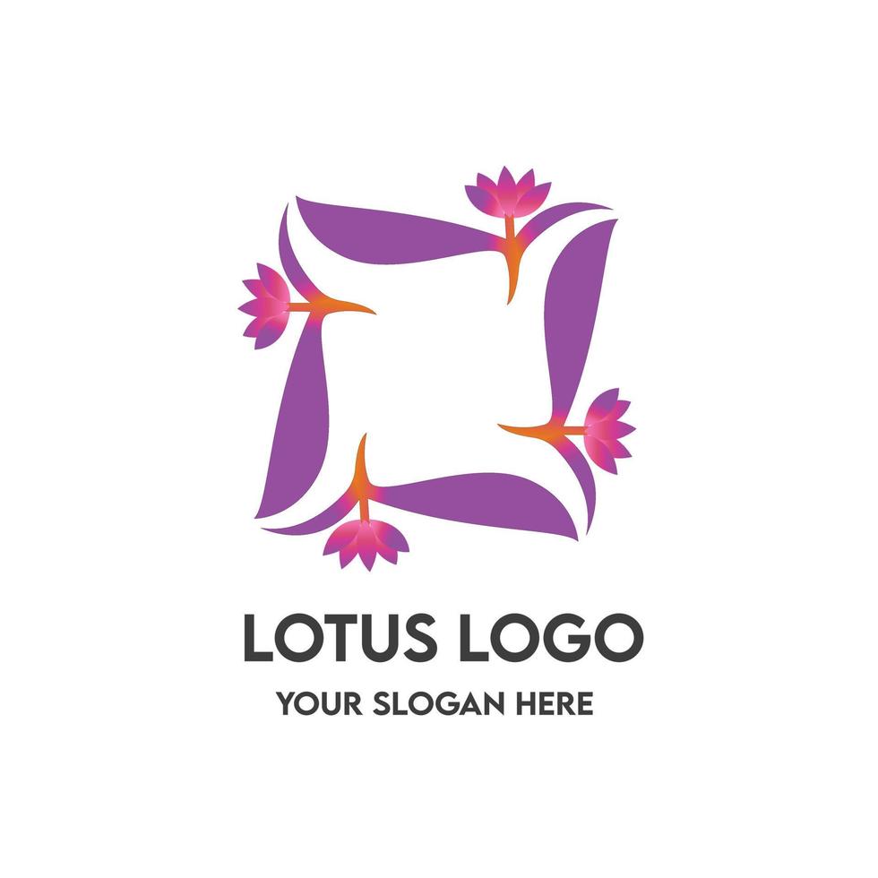 Lotus flower logo with floral line art style and business card design template Premium Vector