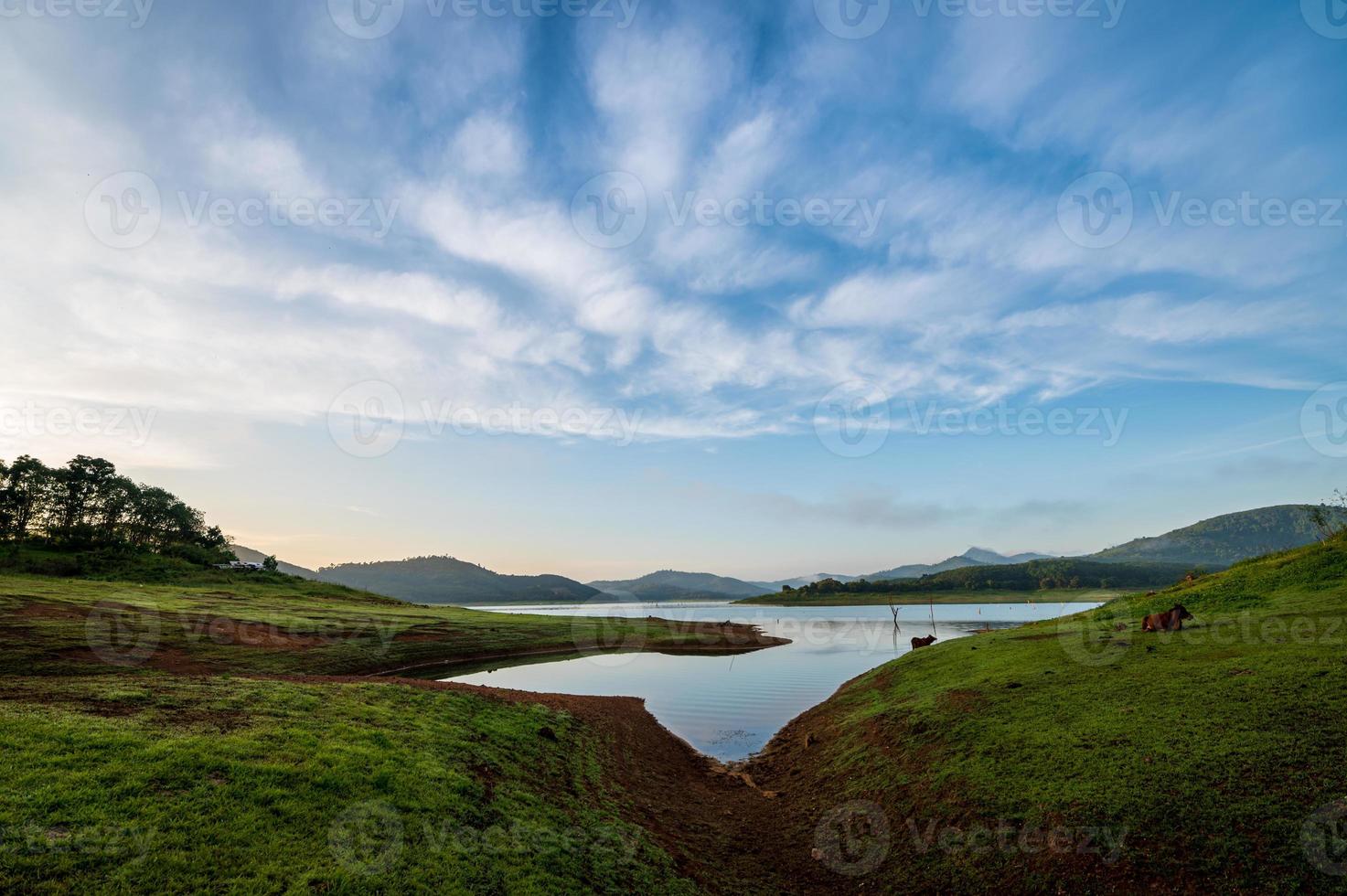 Beautiful landscape view in morning at Huai Nam Sai reservoir photo