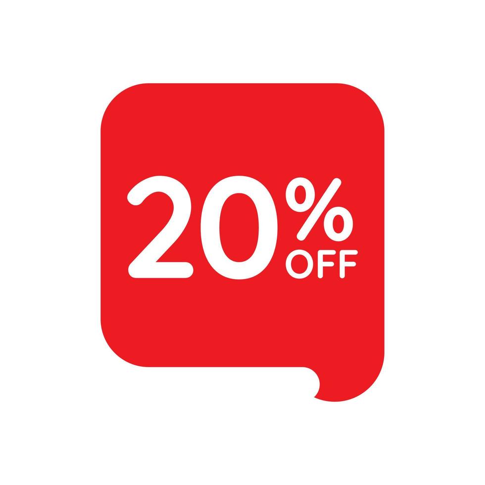 20 percent off tag vector icon isolated on white background