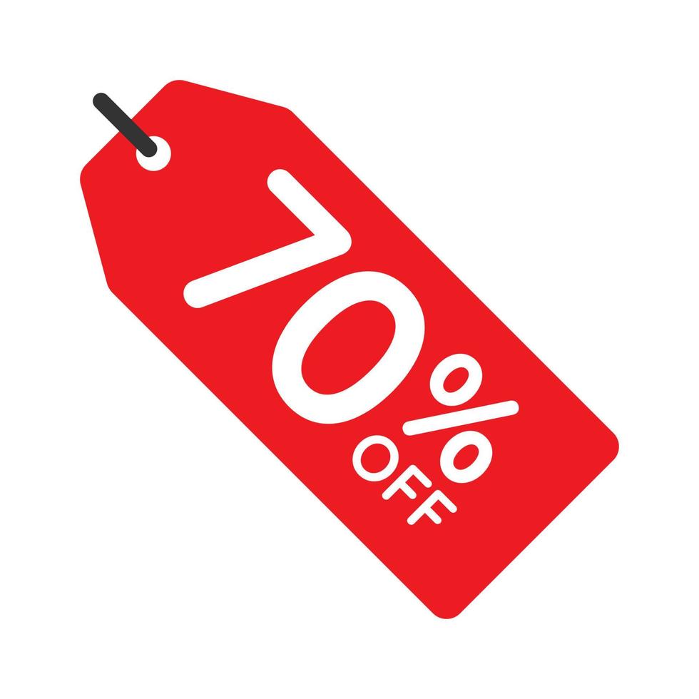70 percent off tag vector icon isolated on white background
