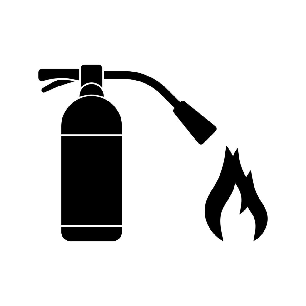 Fire extinguisher black vector icon isolated on white background