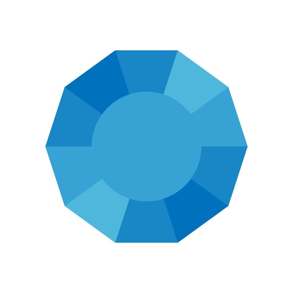 Blue gem vector icon isolated on white background