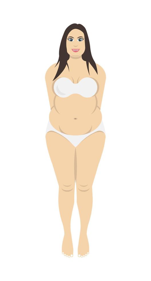 Fat woman vector illustration isolated on white background