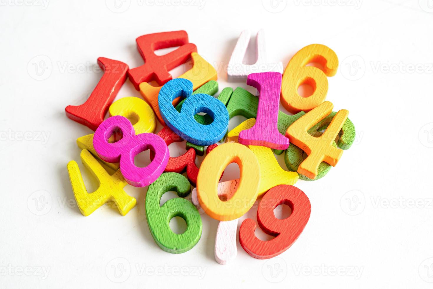 Math number colorful on white background, education study mathematics learning teach concept. photo