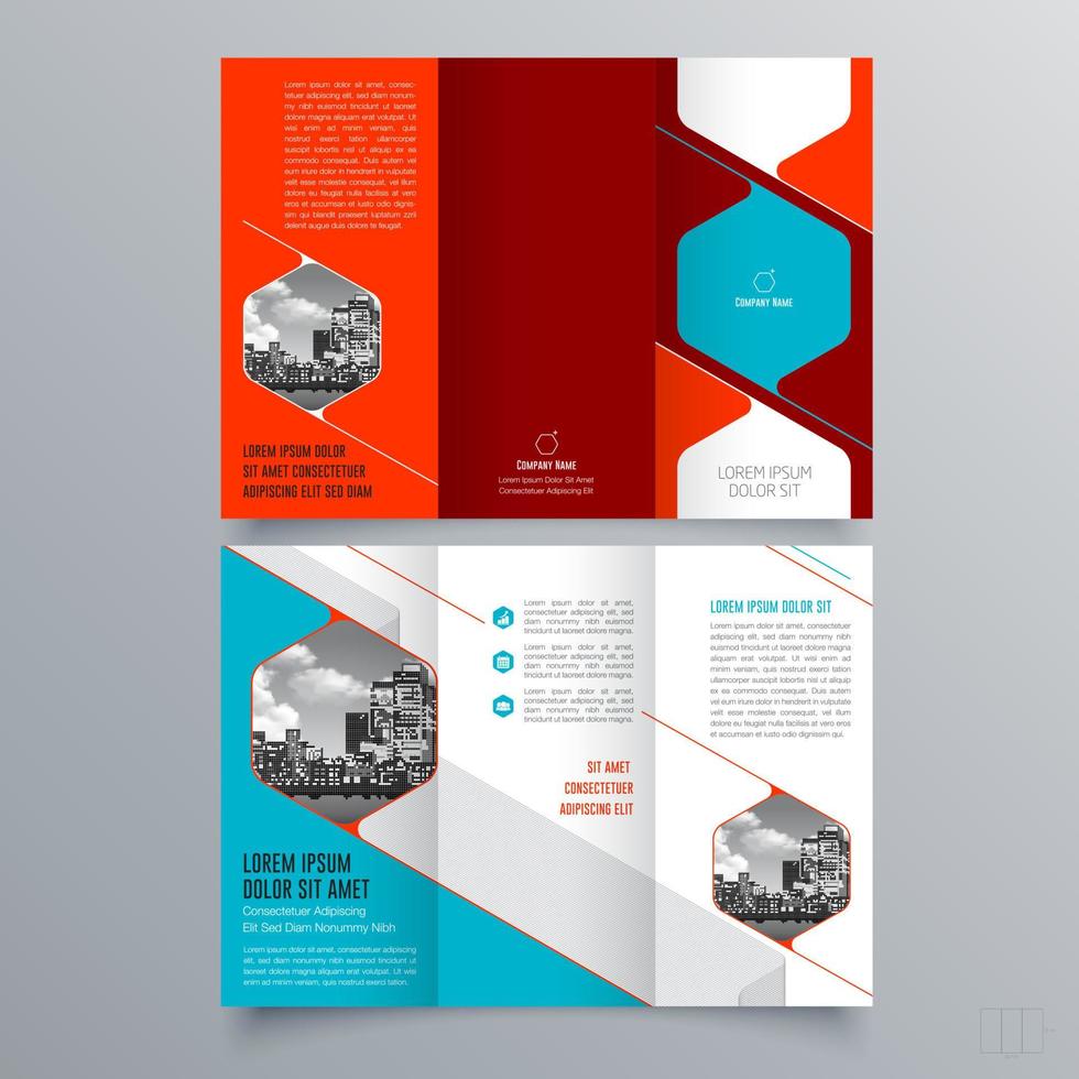 Trifold brochure template Minimalistic geometric design for corporate