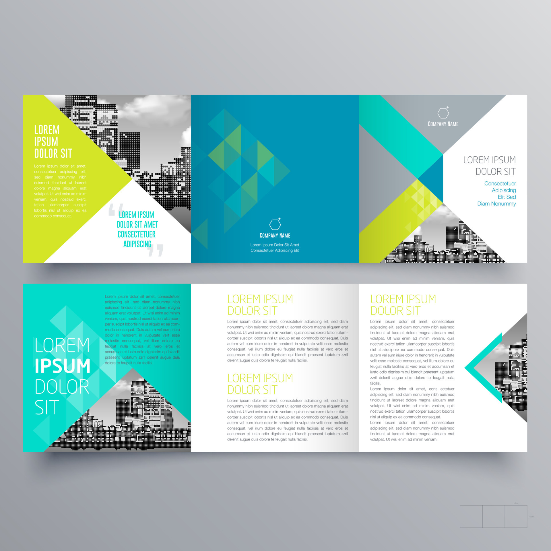 Trifold brochure template Minimalistic geometric design for corporate Trifold brochure template Minimalistic geometric design for corporate