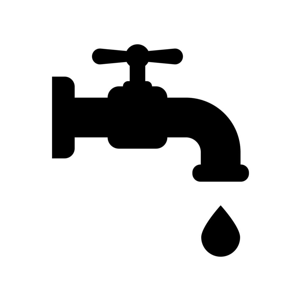 Water tap black vector icon isolated on white background