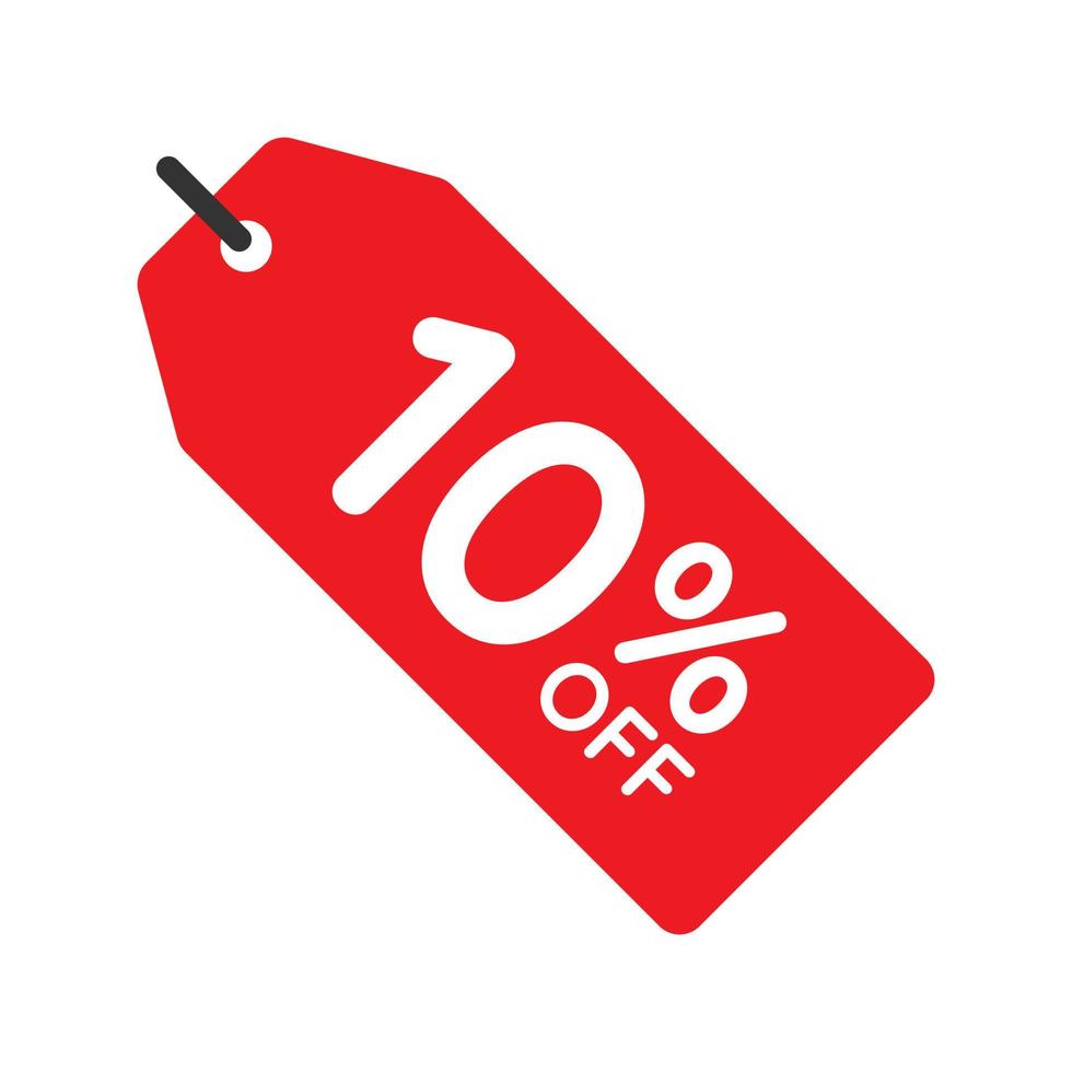 10 percent off tag vector icon isolated on white background
