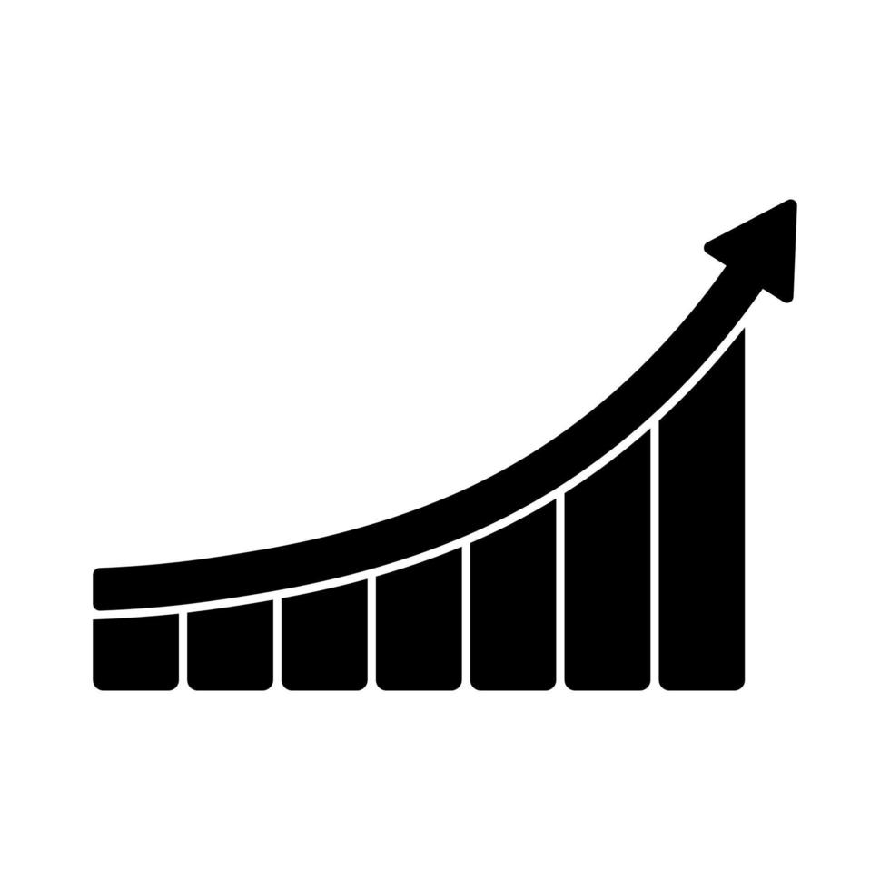 Growth graph black vector icon isolated on white background