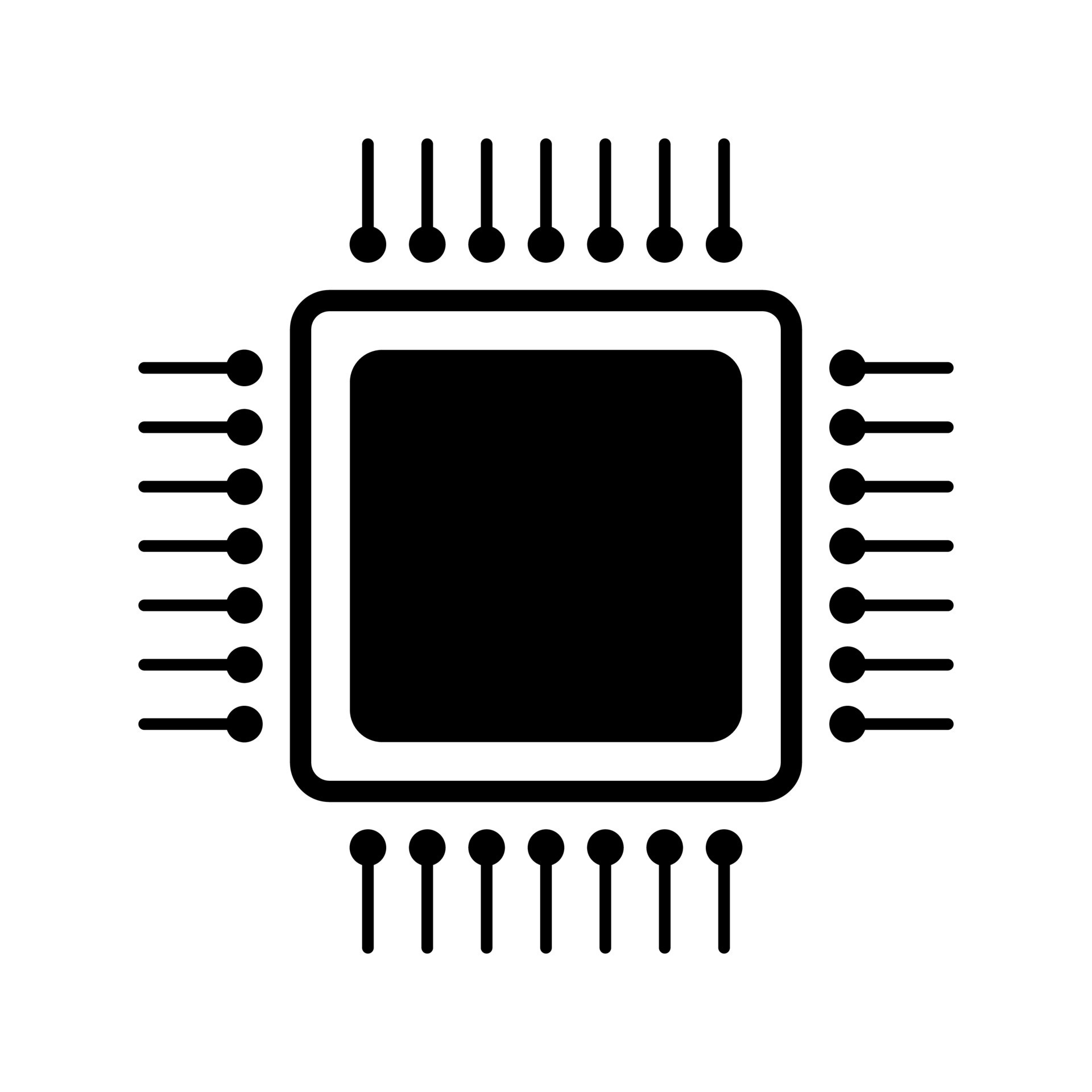 Computer chip black vector icon isolated on white background 9883274 ...