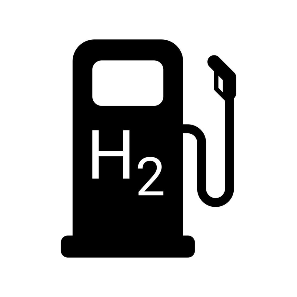 Hydrogen filling station black vector icon isolated on white background