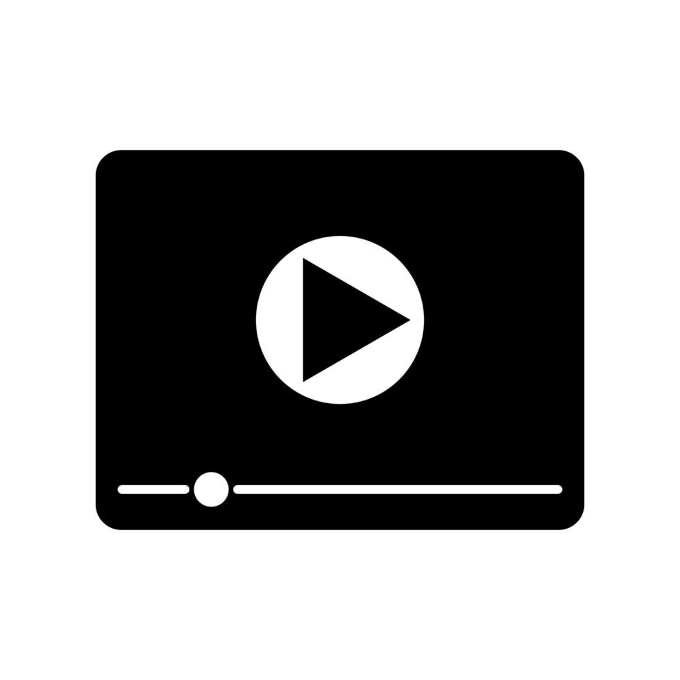 Video player black vector icon isolated on white background