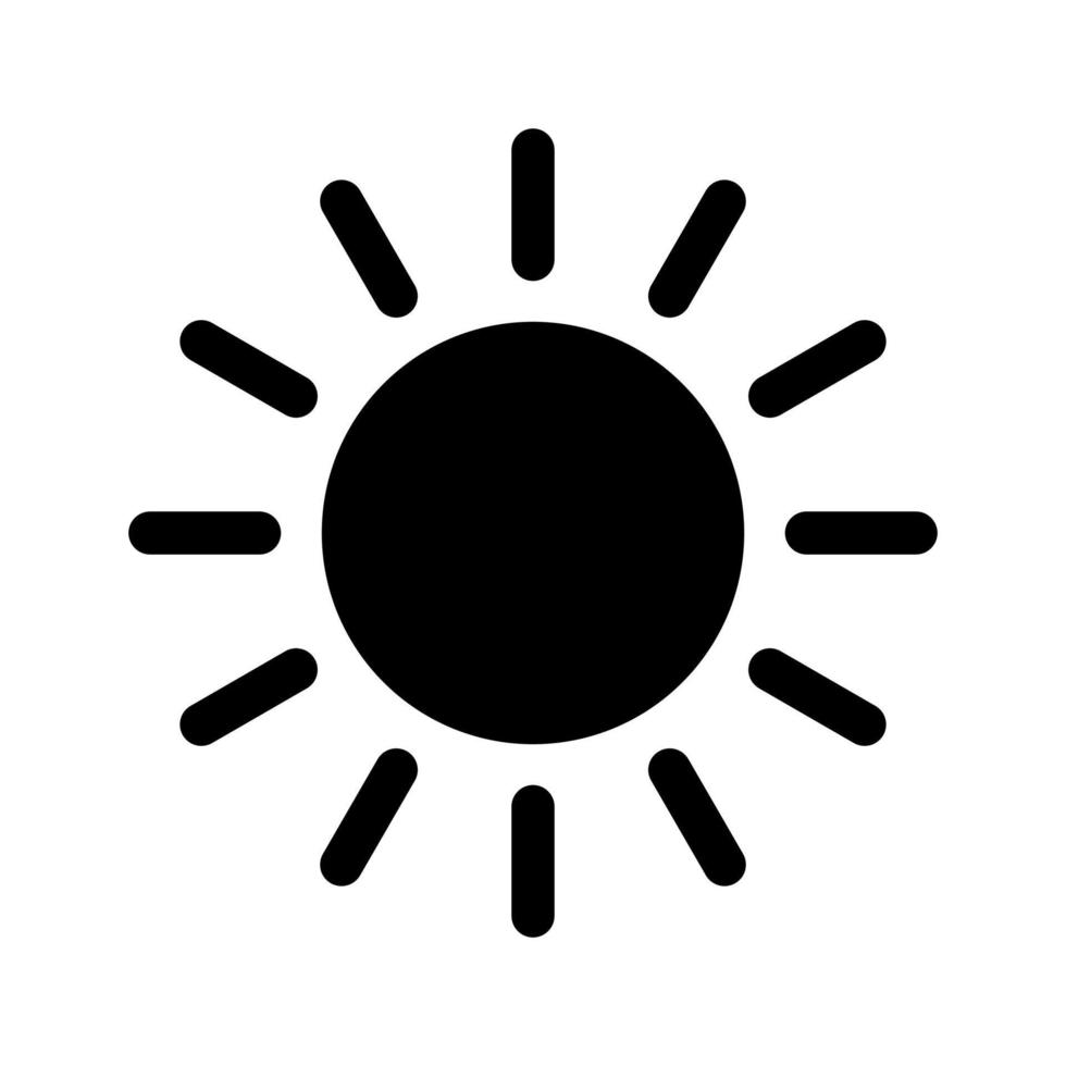 Sun black vector icon isolated on white background
