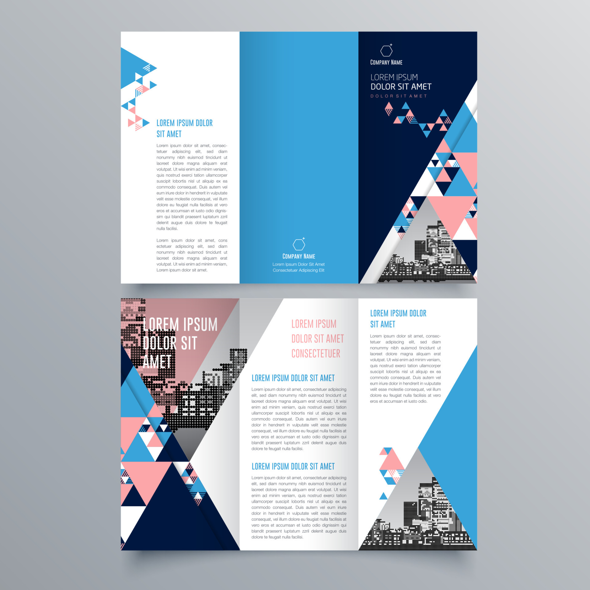 Trifold brochure template Minimalistic geometric design for corporate