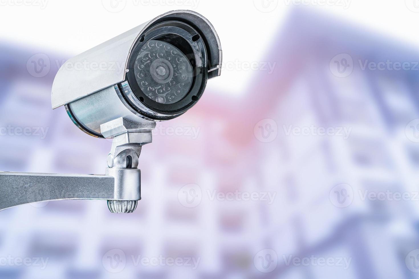 CCTV Closed circuit camera, TV monitoring at modern office building construction, security system concept. photo