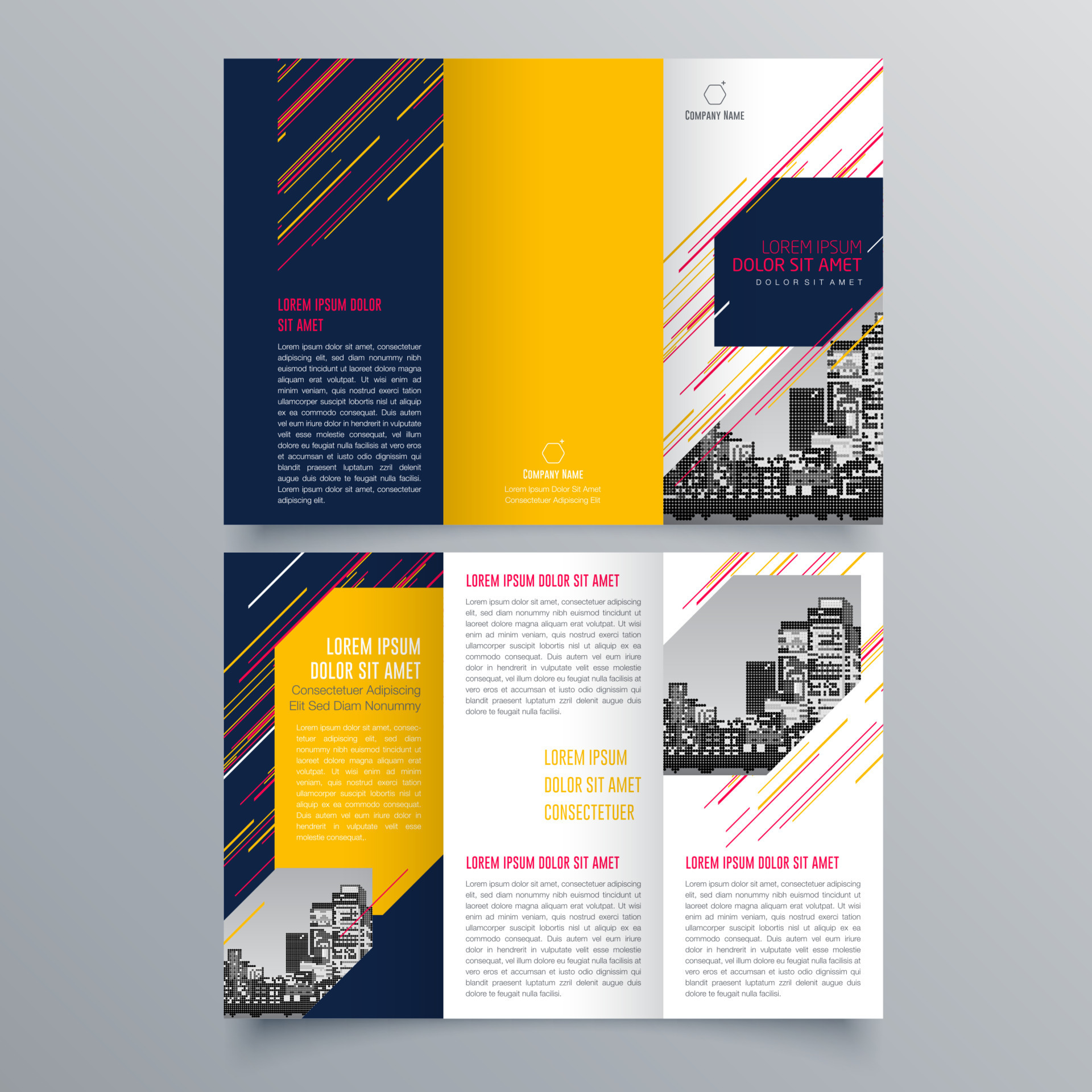 Trifold brochure template Minimalistic geometric design for corporate