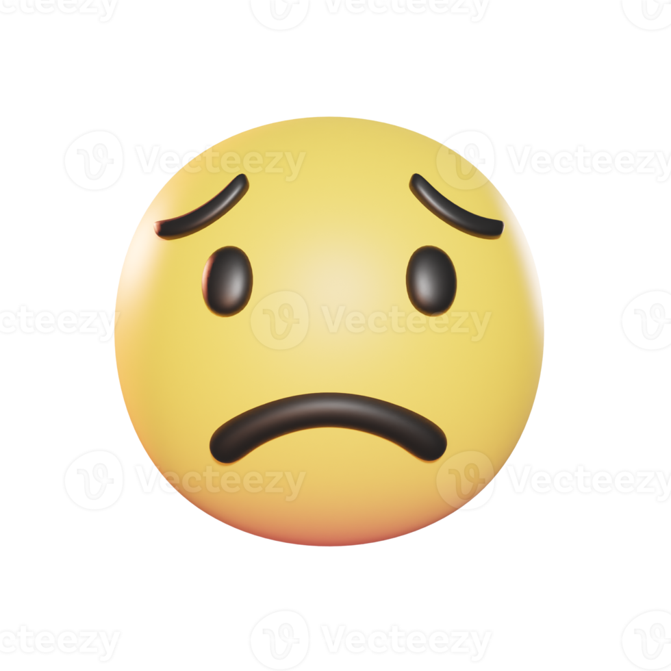 Worried face Emoji 3D Illustration png