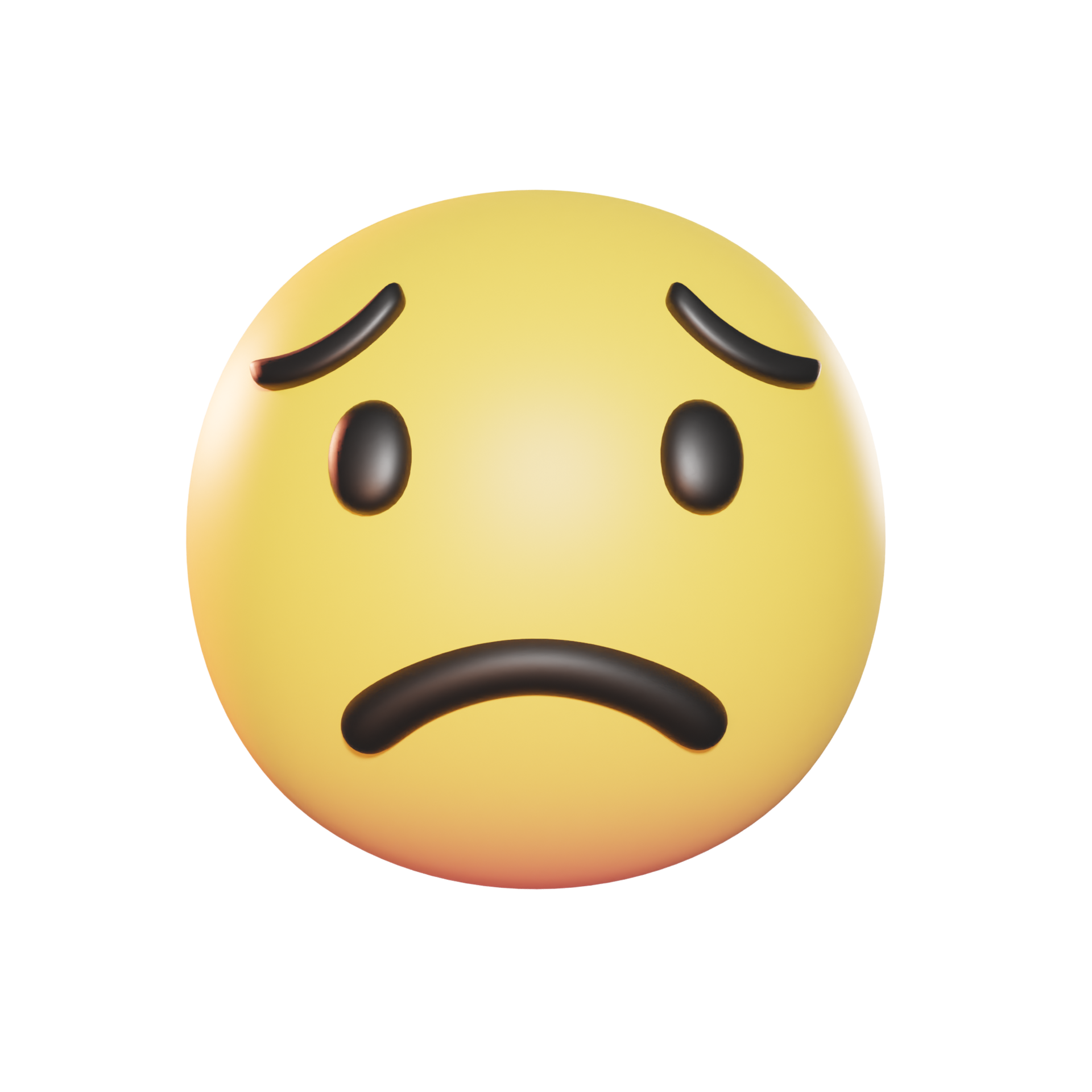 3D fearful face PNG, SVG