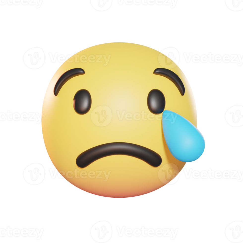 Sad but relieved face Emoji 3D Illustration png