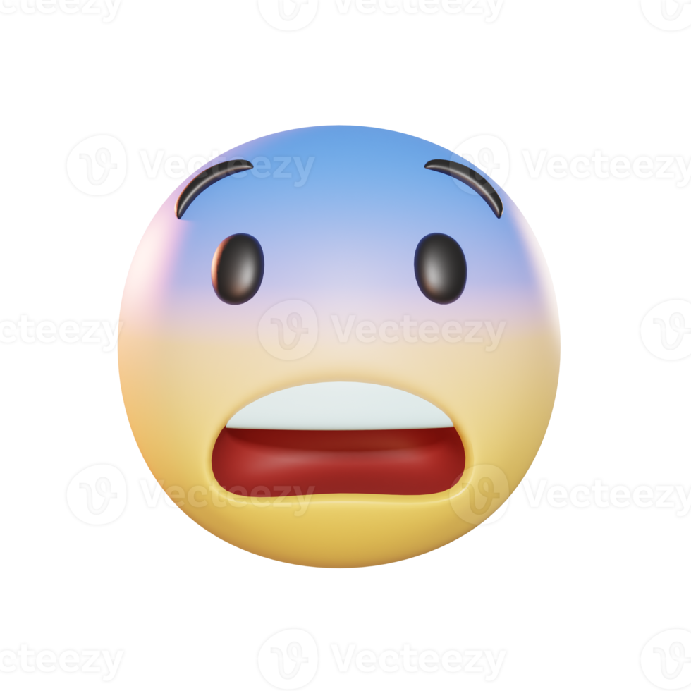 Fearful Face Emoji 3D Illustration png