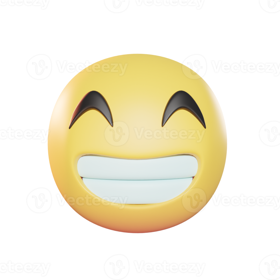 Beaming face with smiling eyes Emoji 3D Illustration png