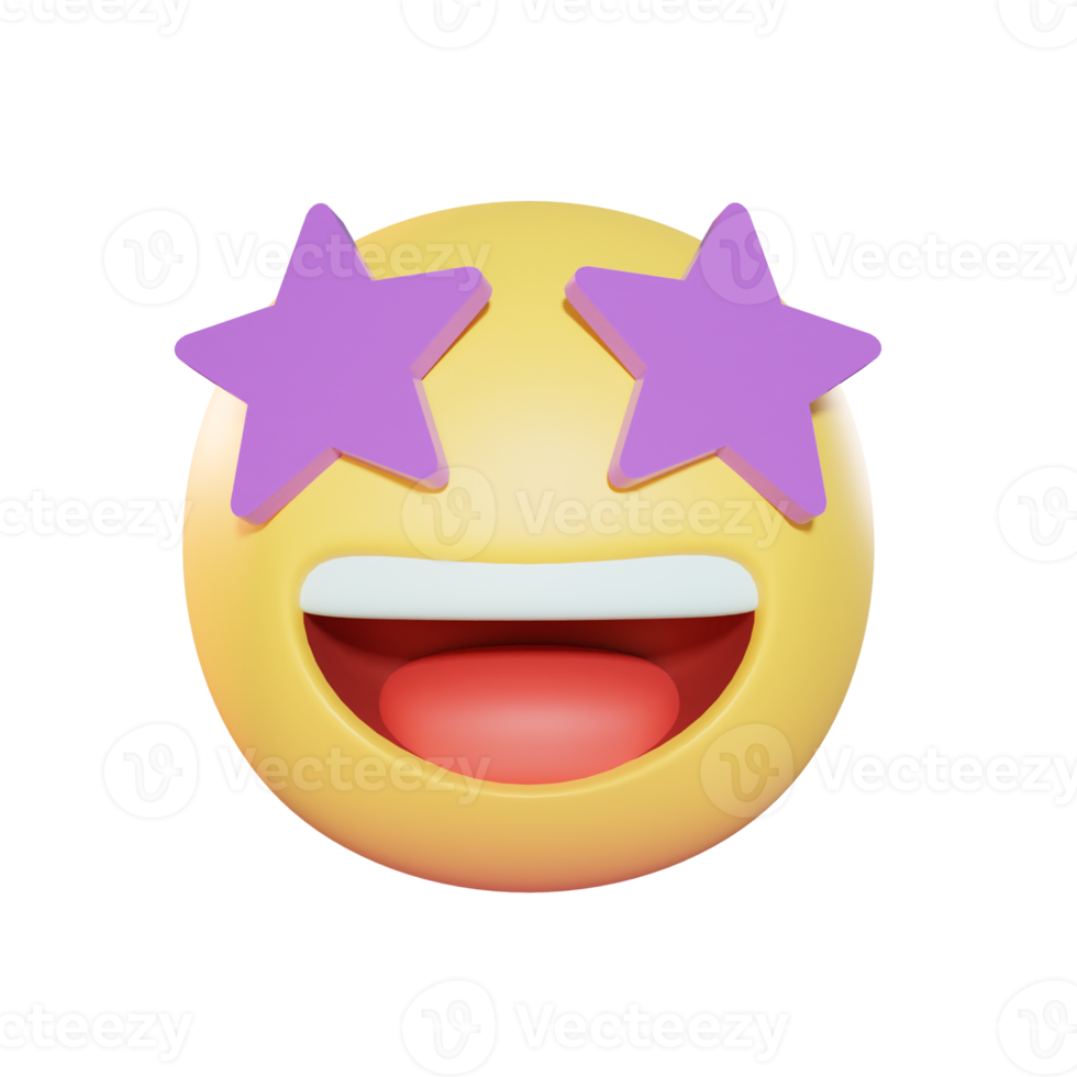 Star struck Emoji 3D Illustration png