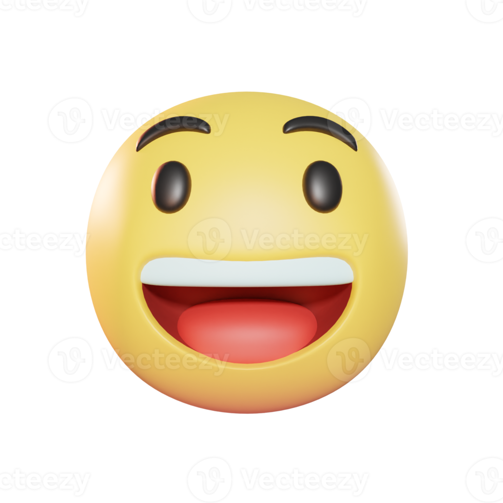 visage souriant avec de grands yeux illustration 3d emoji png