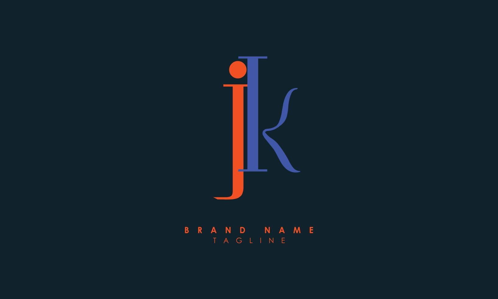 Alphabet letters Initials monogram logo JK, KJ, J and K vector