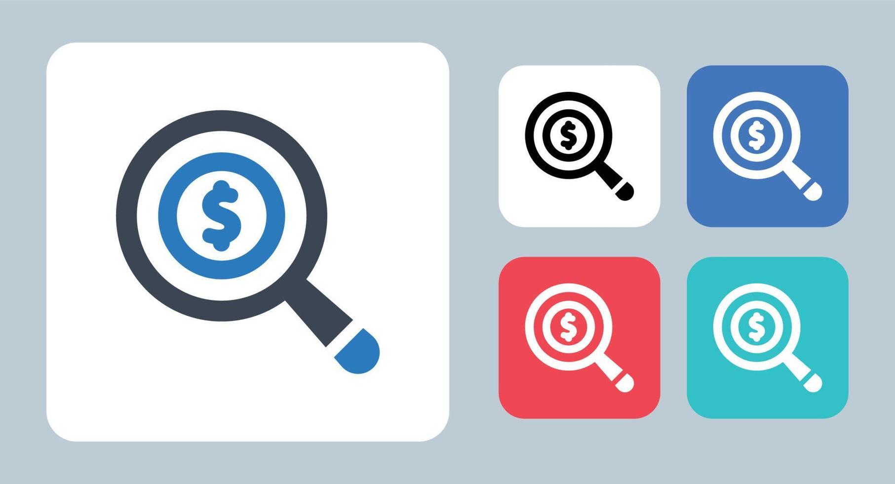 Find Money icon - vector illustration . Search, Find, Finance, Investment, Invest, Business, Money, Dollar, Research, line, outline, flat, icons .
