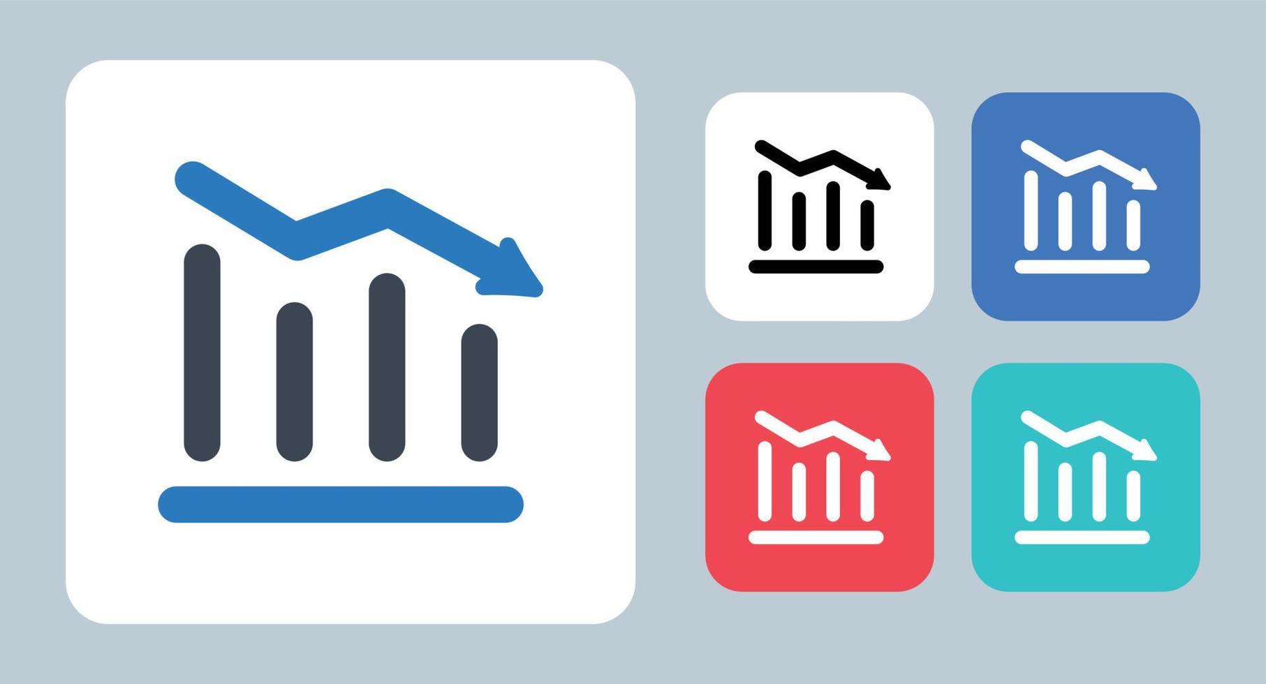 icono de disminución - ilustración vectorial . análisis, gráfico, disminución, diagrama, pérdida, análisis, disminución, informe, línea, contorno, plano, iconos. vector