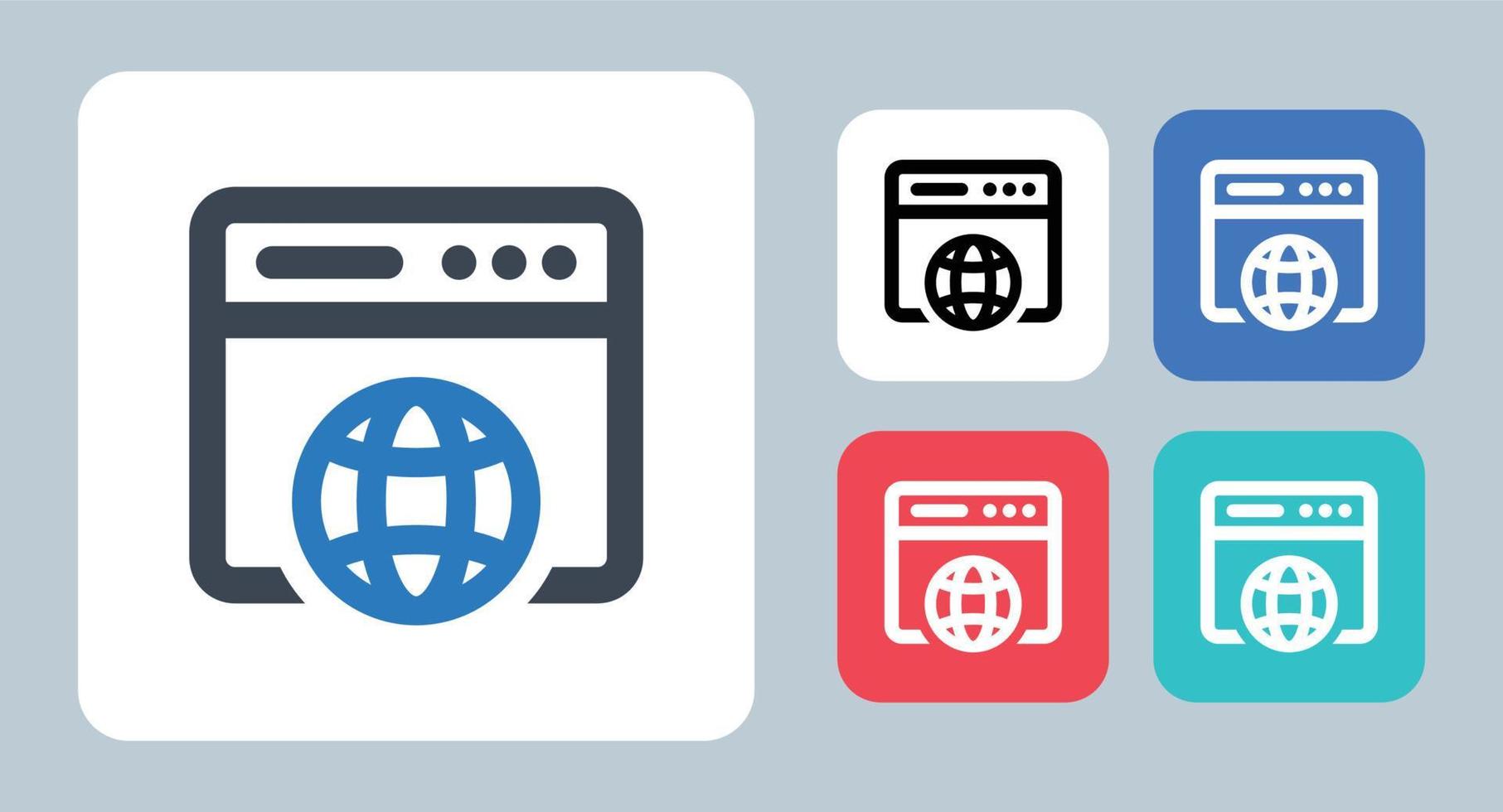 Web Browser icon - vector illustration . Web, Browser, Internet, Website, Globe, Hosting, Network, webpage, page, Worldwide, line, outline, flat, icons .