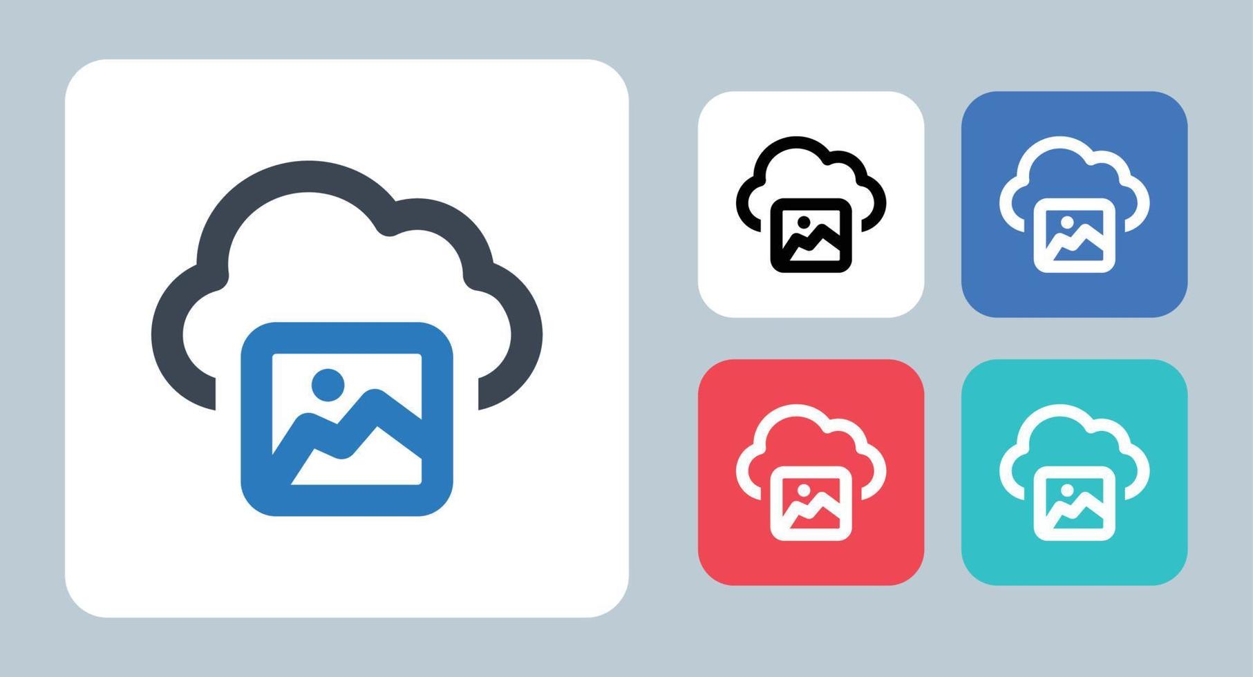 Cloud Gallery icon - vector illustration . Cloud, Image, Picture, Photo, Storage, Save, Upload, Gallery, line, outline, flat, icons .