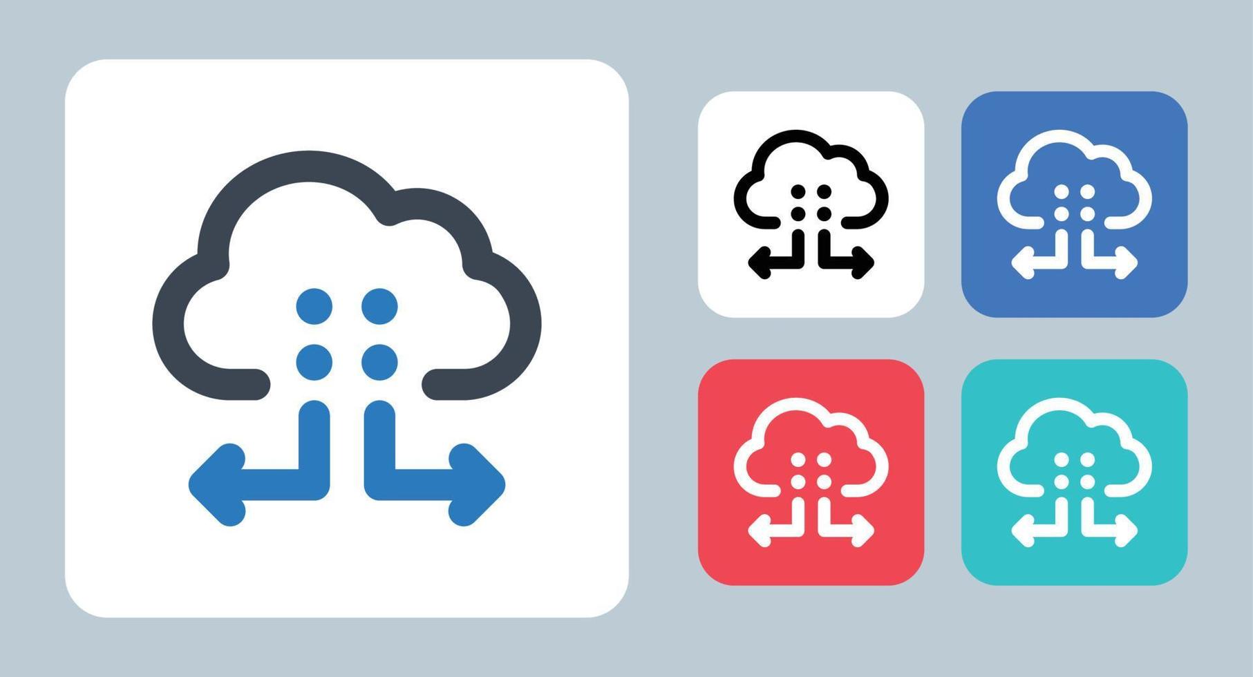 icono para compartir en la nube - ilustración vectorial . nube, datos, tráfico, compartir, compartir, informática, transferir, servidor, almacenamiento, línea, contorno, plano, iconos. vector