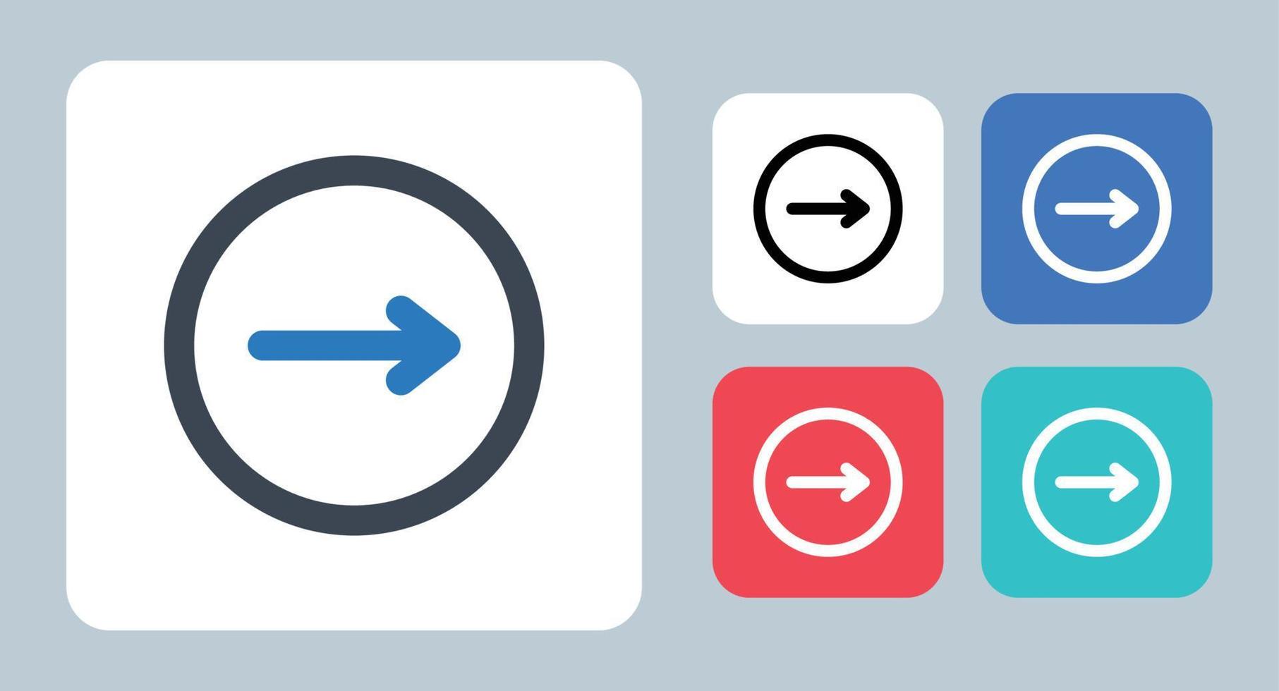 Right Arrow icon - vector illustration . Arrow, Forward, Next, Right, Direction, Circle, Move, Ui, line, outline, flat, icons .