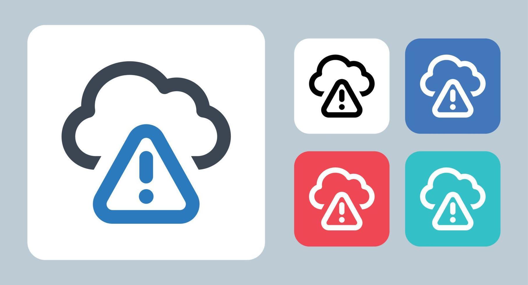 Cloud Alert icon - vector illustration . Cloud, Alert, Data, Storage, Warning, Error, Attention, server, network, line, outline, flat, icons .