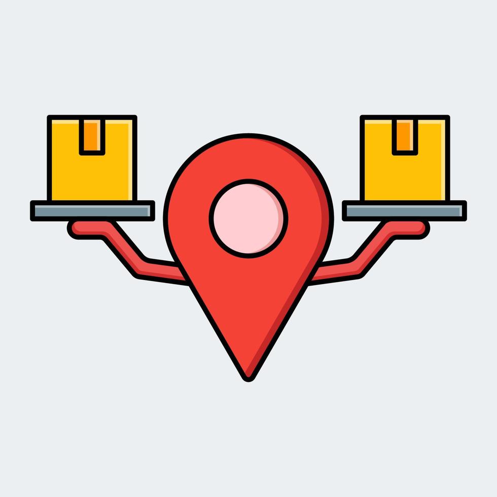Illustration of location icon showing packages vector