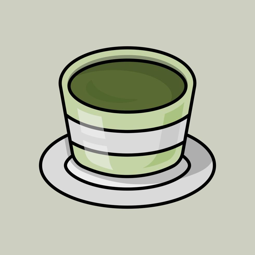 Matcha in traditional glass in flat style. vector