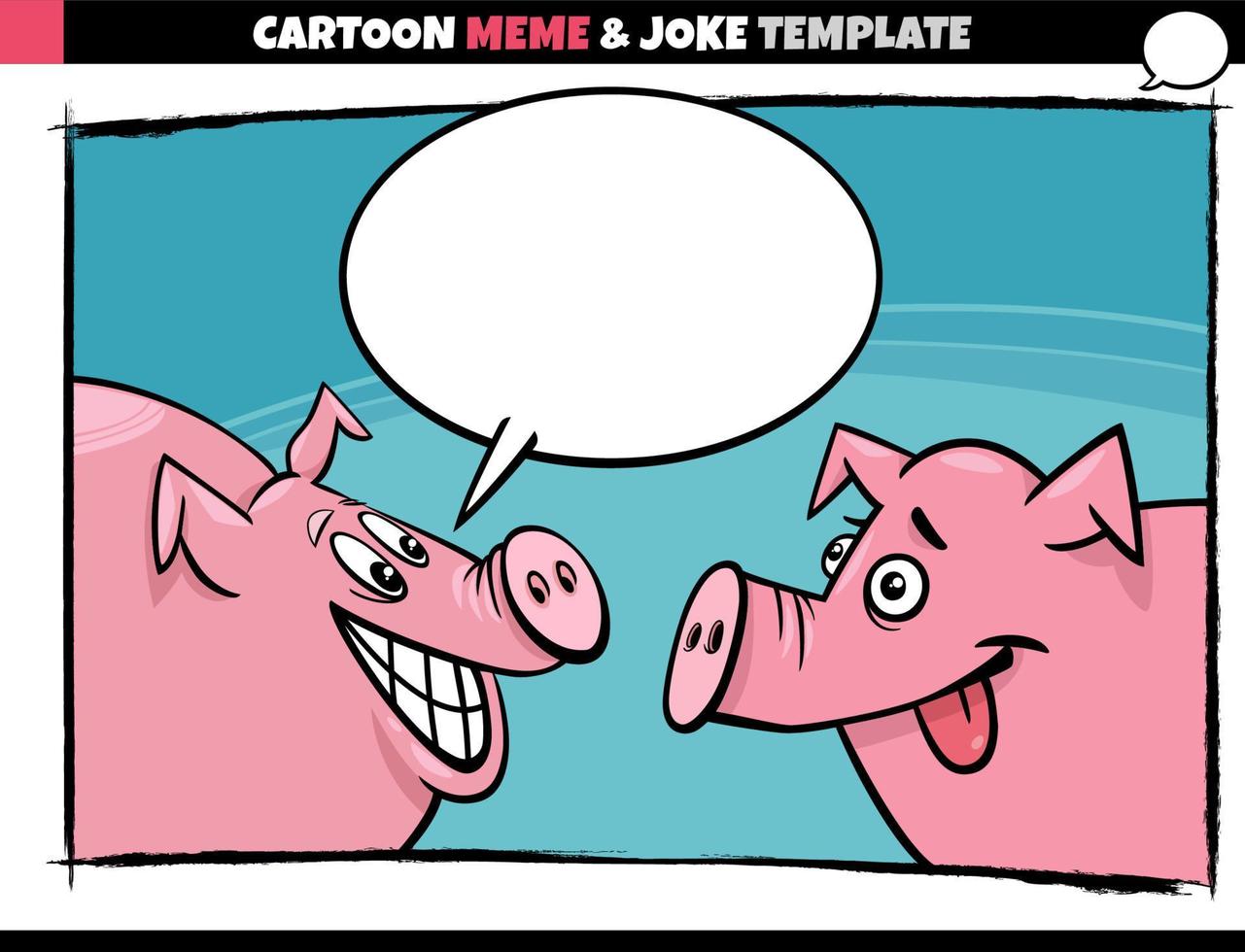 cartoon meme template with speech bubble and comic pigs vector