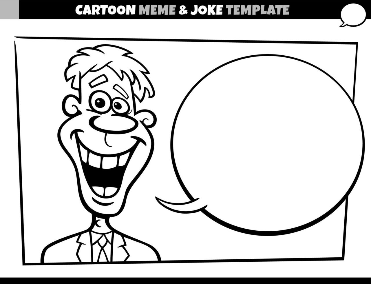 plantilla de meme de dibujos animados en blanco y negro con chico cómico vector