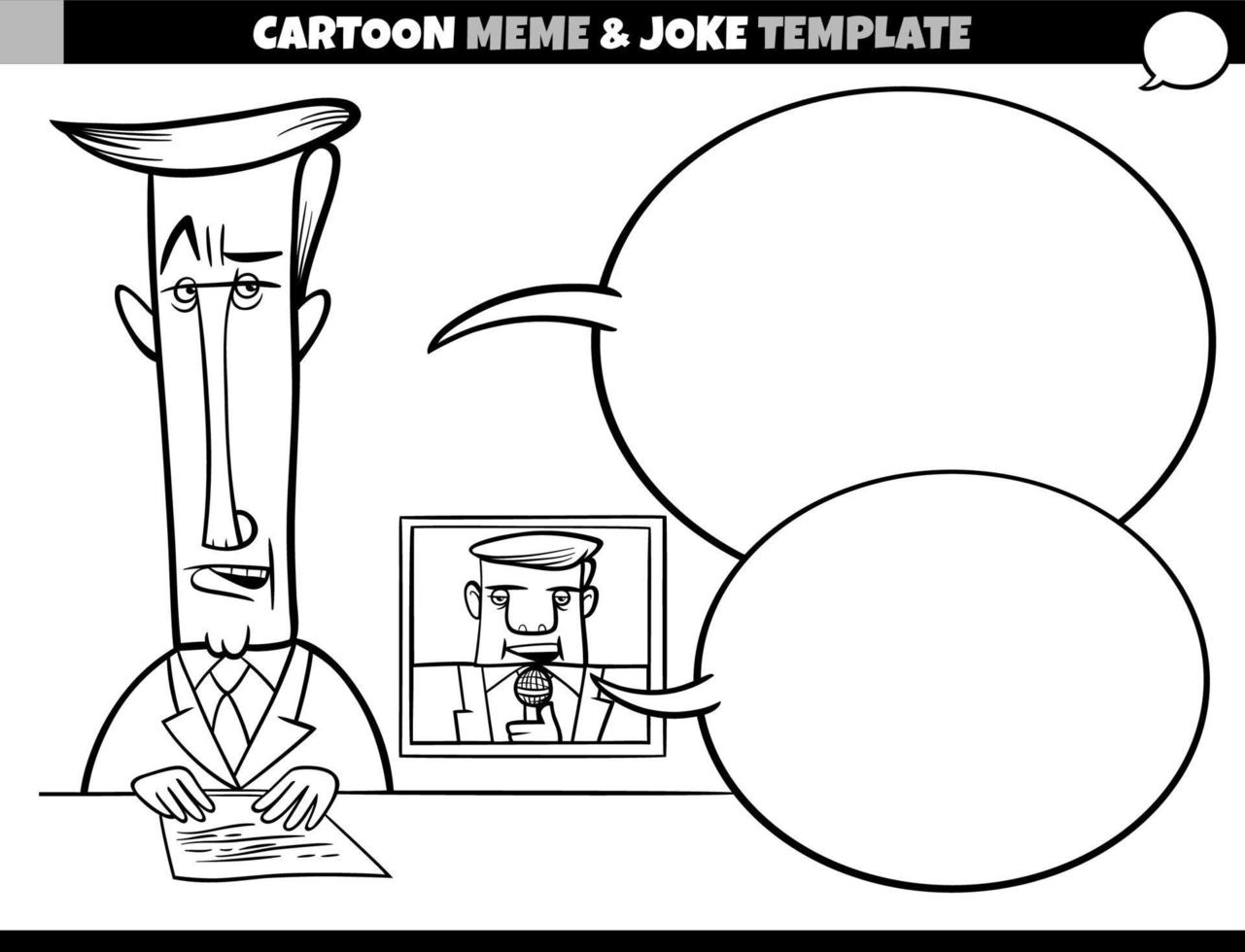 cartoon meme template with tv host or speaker vector